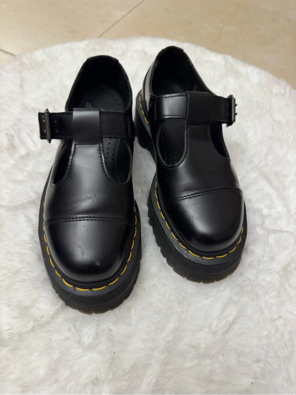 Dr. Martens Bethan Black Leather Platform Mary Janes Size 6 - US 6L